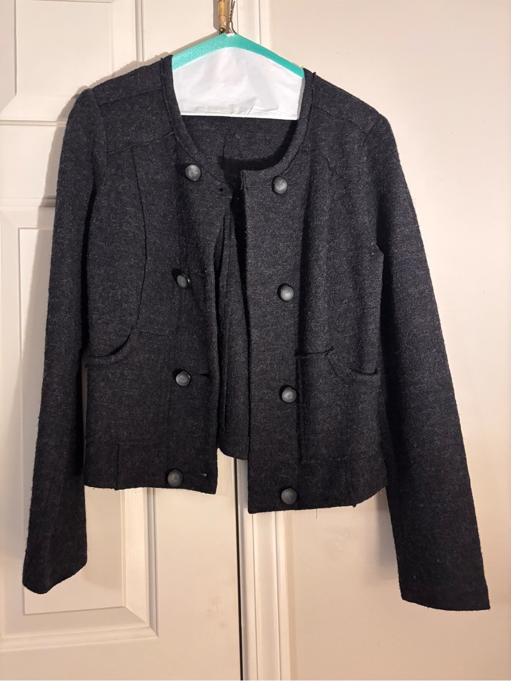 CAbi Women's Black Double-Breasted Button Jacket